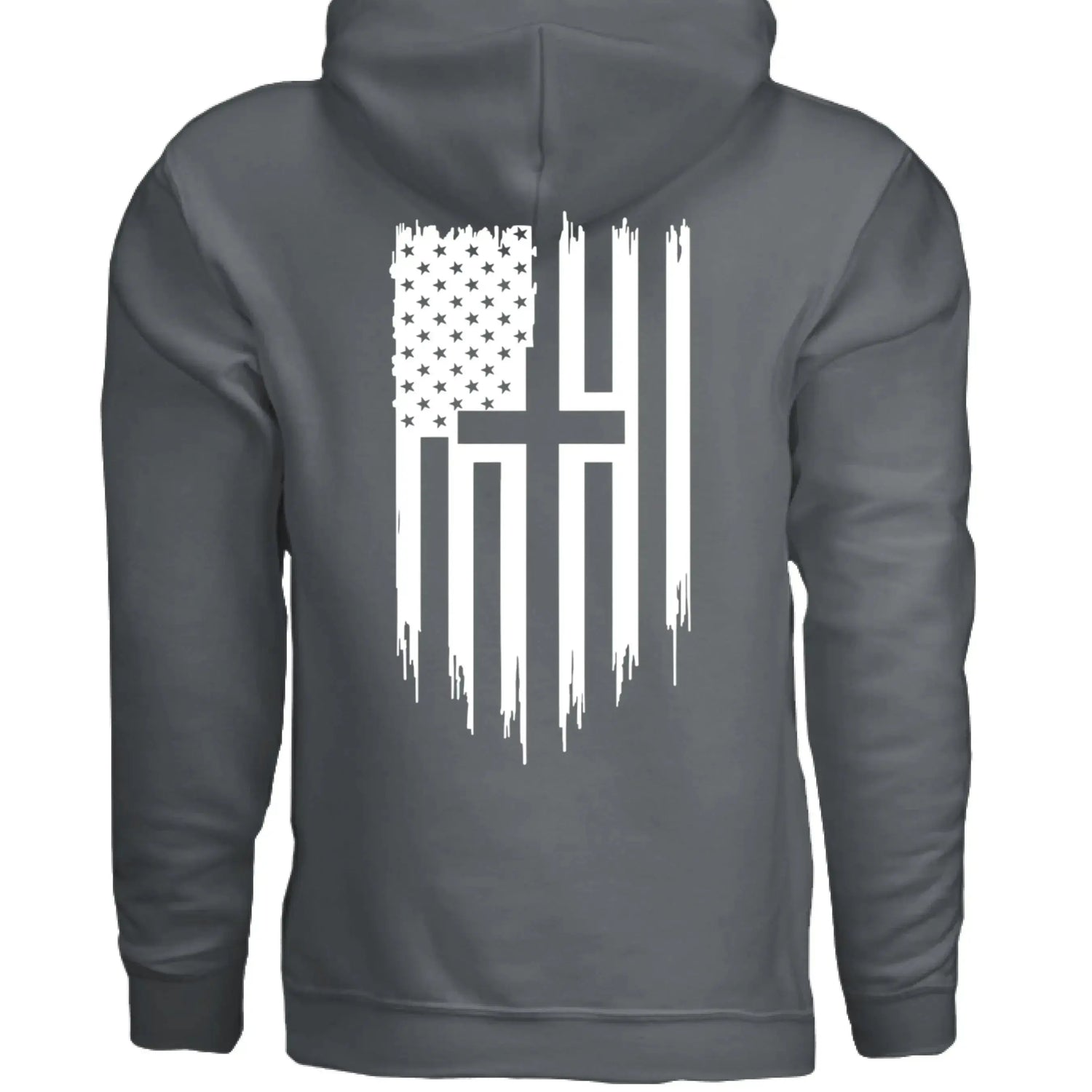 Faith &amp; Freedom Distressed Cross Flag Hoodie - Faith Forged Designs