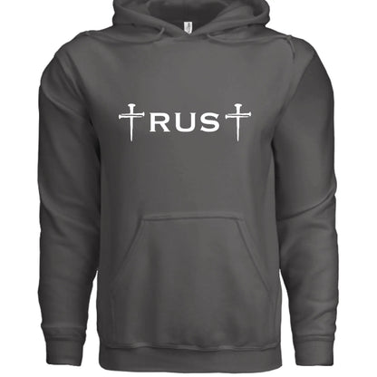 Trust God 3 Nail Cross Hoodie - Faith Forged Designs