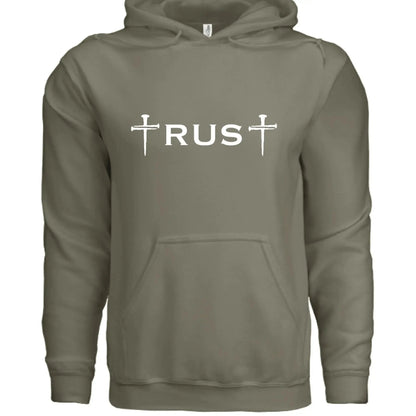 Trust God 3 Nail Cross Hoodie - Faith Forged Designs