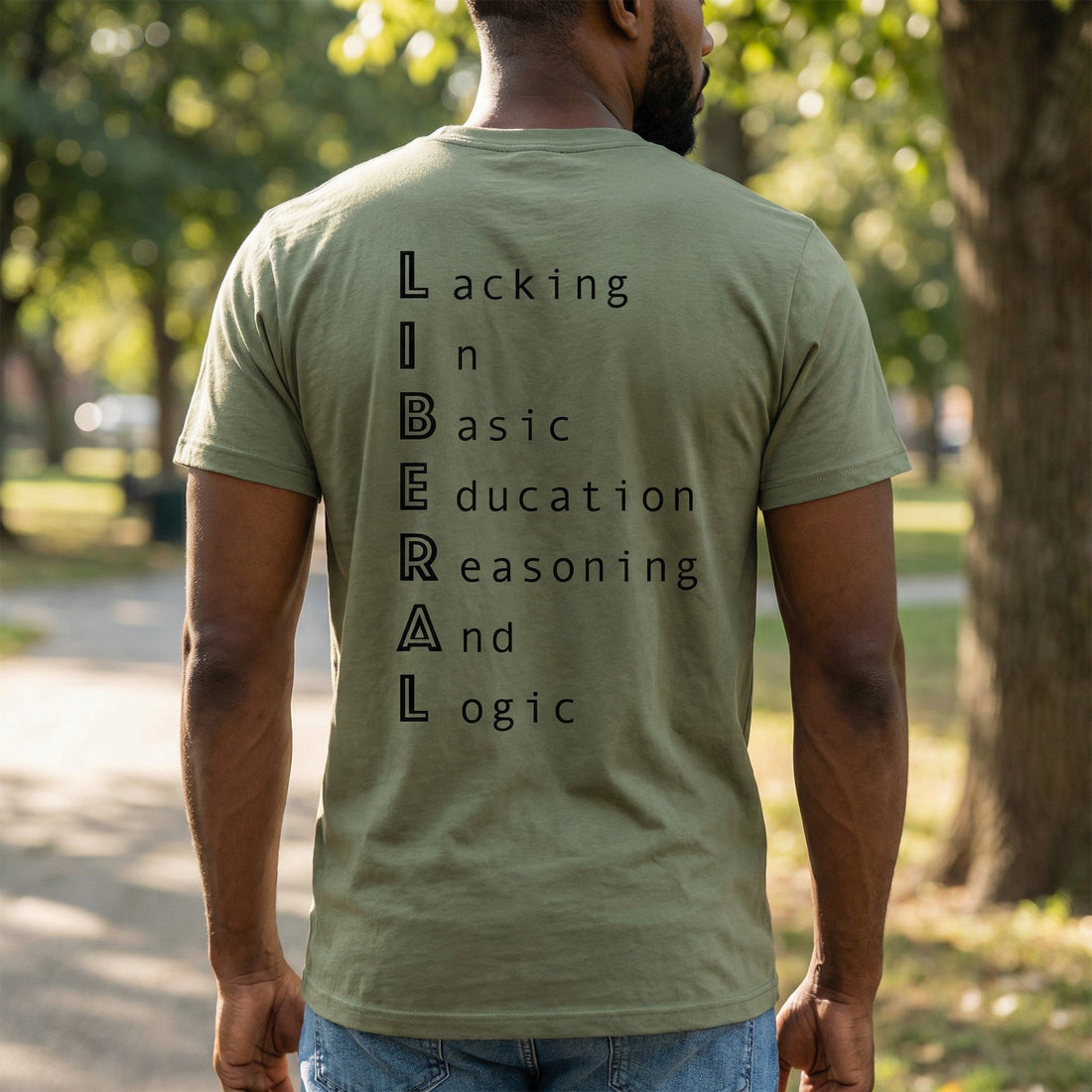 LIBERAL – Lacking In Basic Education And Logic | Sarcastic Political T-Shirt Faith Forged Designs