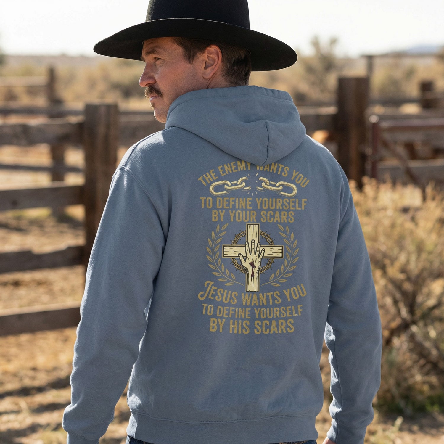 Defined by His Scars Christian Hoodie - Faith Forged Designs