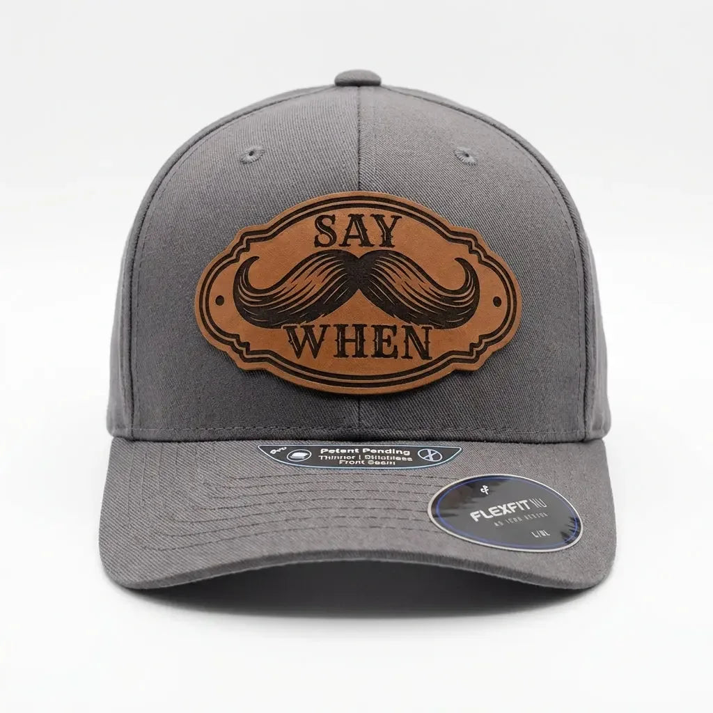 Say When Doc Holliday Mustache Patch Flexfit Hat - Faith Forged Designs
