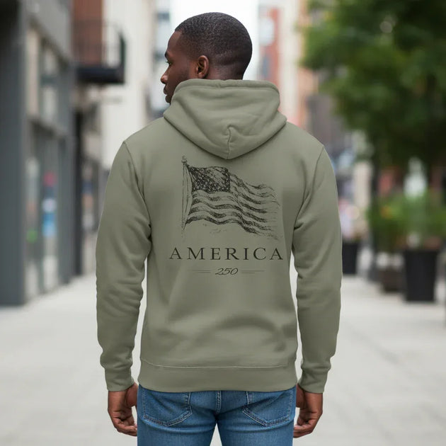 America 250 Years of Freedom - Distressed Flag Hoodie - Faith Forged Designs
