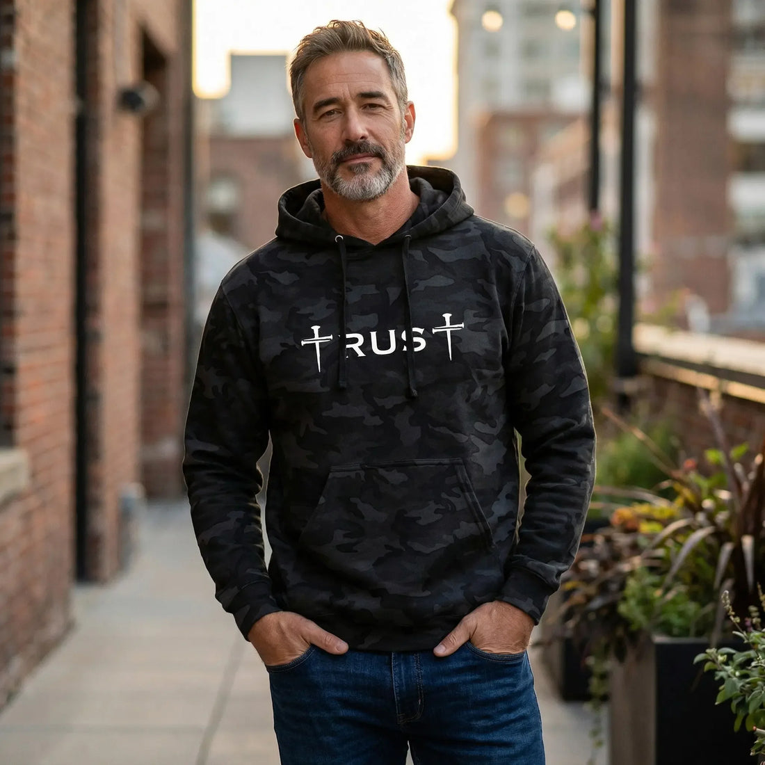 Trust God 3 Nail Cross Hoodie - Faith Forged Designs